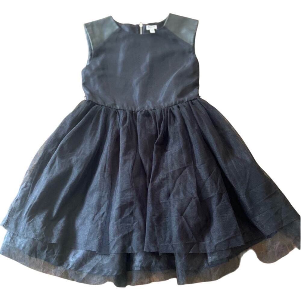 Ruum American Kids Wear Sleeveless Black Fit‎ Flare Dress Faux Leather Size 10